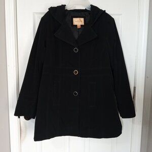 NorthCrest black hooded peacoat, size XL